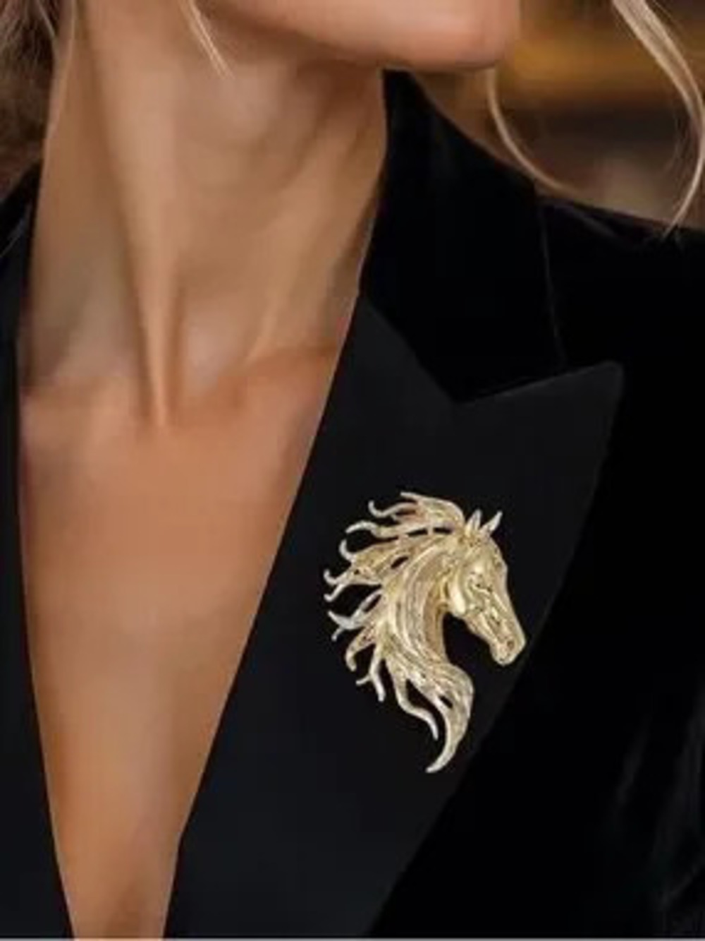 New Anthropologie Gold Horse Head Brooch